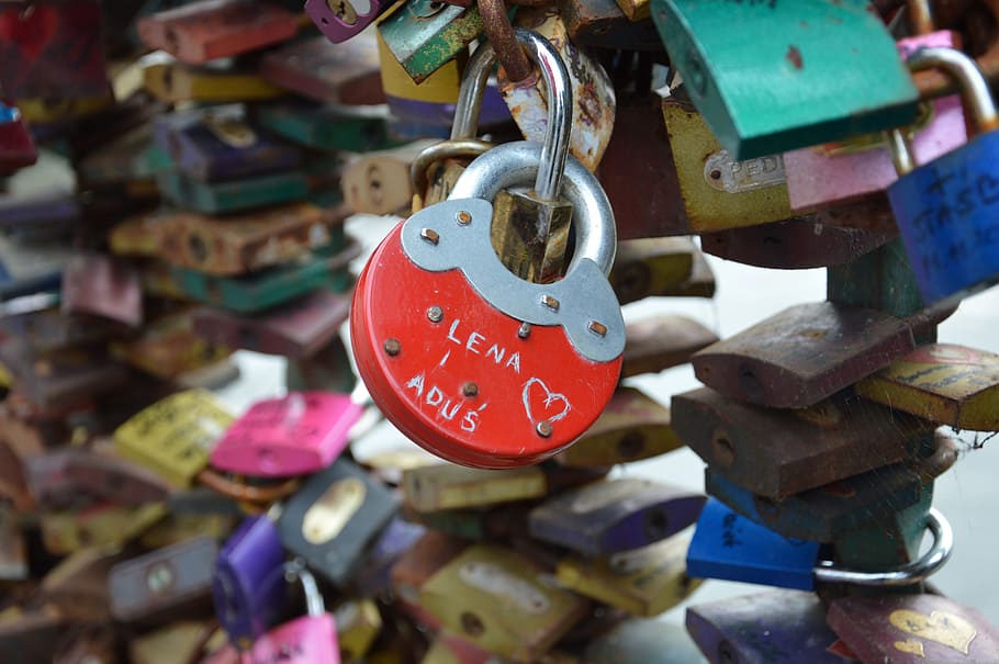 padlocks, love, bridge, romantic, locks bars, eternal, safety HD wallpaper