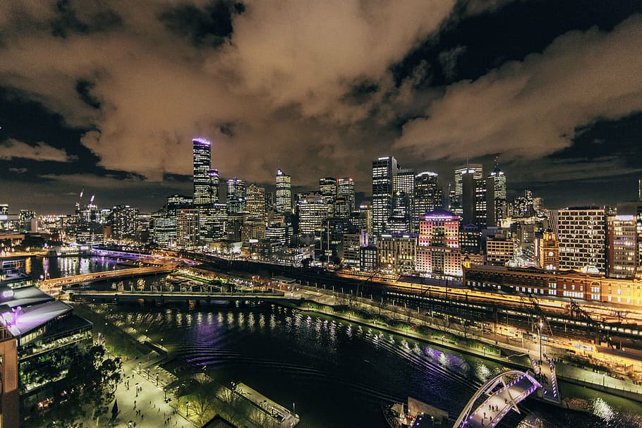 city lights during night time, architecture, building, infrastructure HD wallpaper