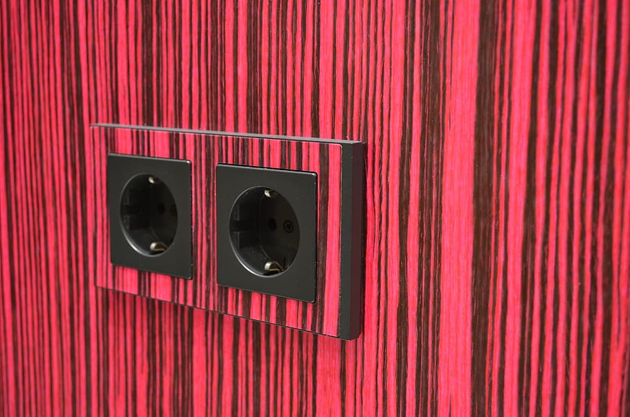 socket, striped, wood grain, pink, red, no people, technology HD wallpaper