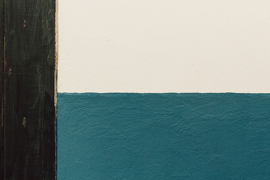 black, white, and blue painted surface, wall, abstract, shape HD wallpaper