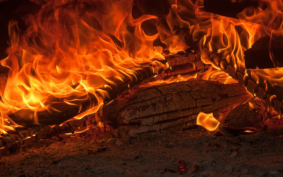 burning firewood, flames, fireplace, ash, heat - temperature HD wallpaper