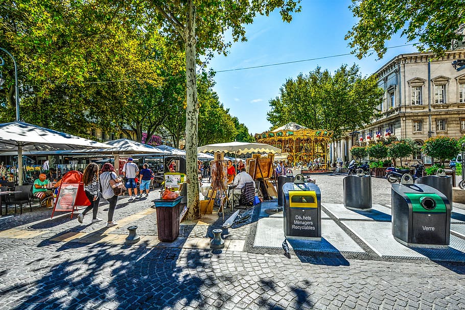 Provence, Avignon, Market, Fair, carousel, merry go round, street