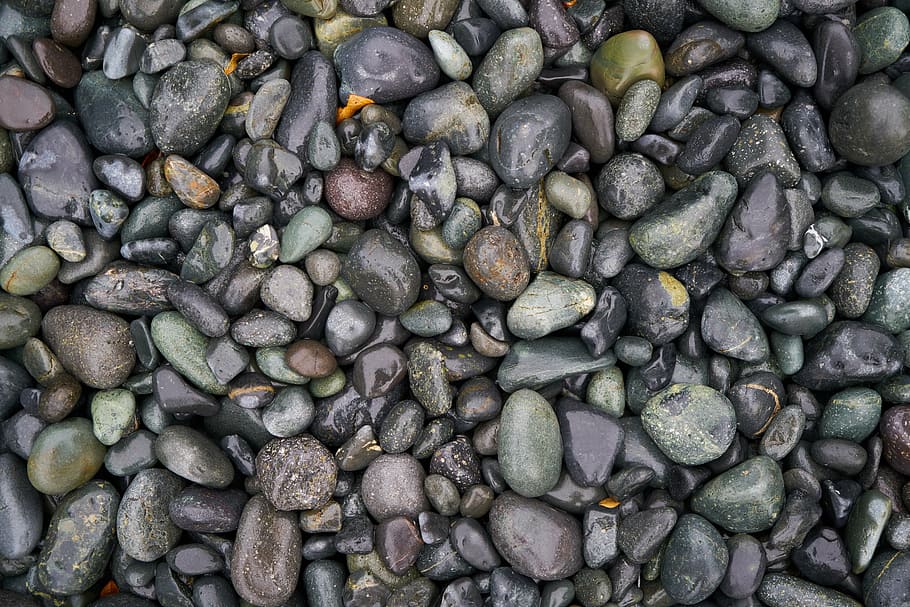 gray pebbles, stone, gravel, macro, background, nature, horizontal, HD wallpaper