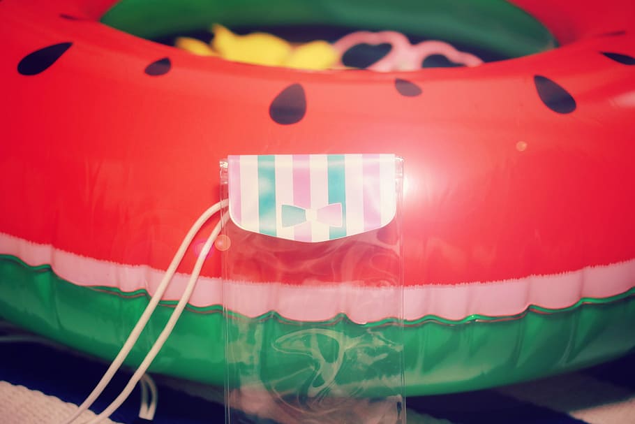 close up photo of watermelon inflatable ring, fun, transportation HD wallpaper