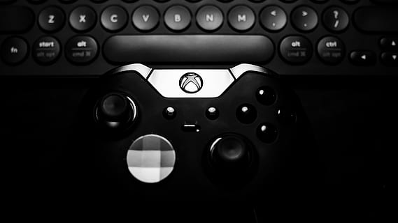 black Xbox One controller, Microsoft Xbox One Elite wireless controller next to keyboard HD wallpaper