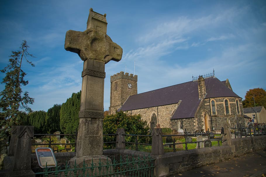 dromore high cross and cathedral, historic, county down, northern ireland, HD wallpaper