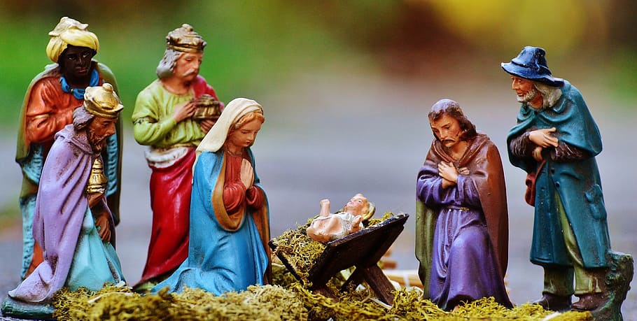 The Nativity figurine, christmas crib figures, arts crafts, nativity scene, HD wallpaper
