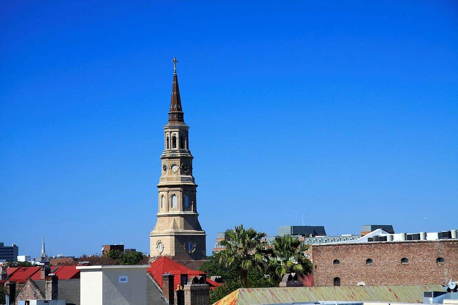 Rooftops in Charleston, South Carolina, buildings, photos, public domain