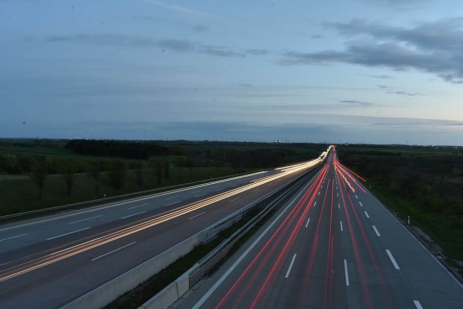 action, asphalt, blur, dark, dawn, drive, empty, evening sky HD wallpaper