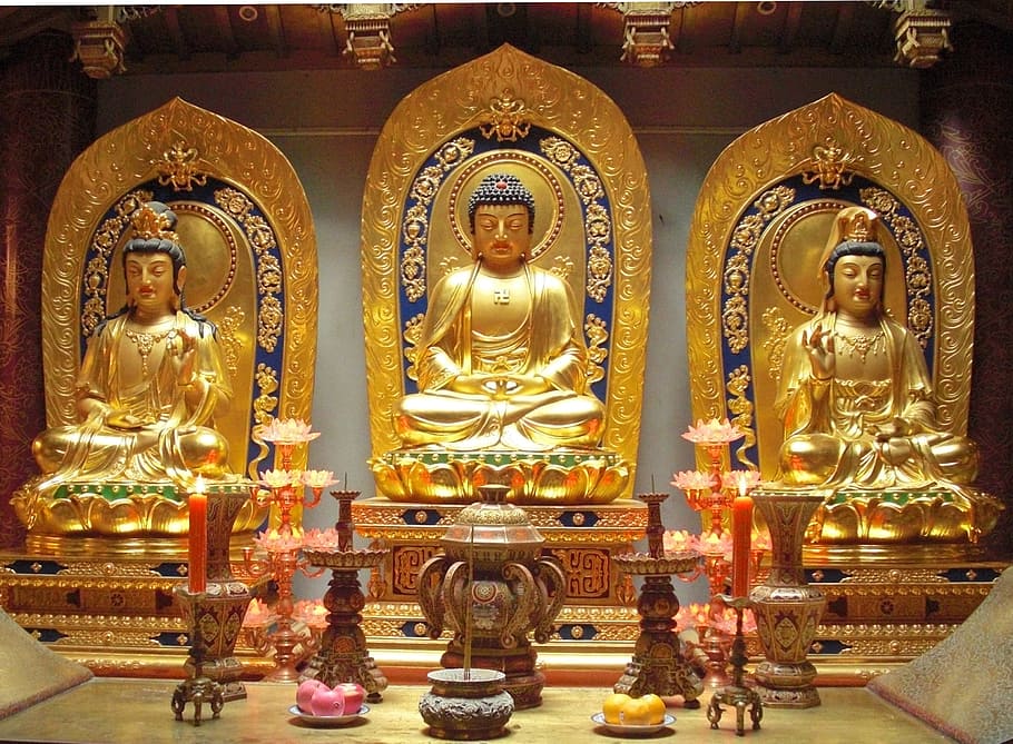 architectural photography of Buddha statues, china, bodhisattvas, HD wallpaper