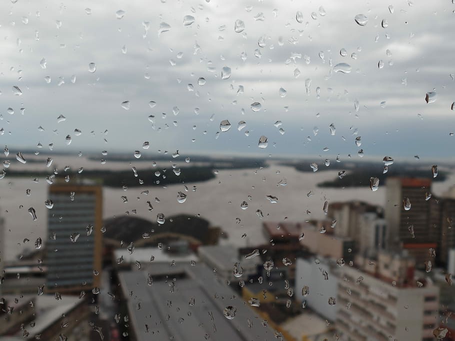 Drops, Window, Macro, City, Brazil, rain, natural, water, no people HD wallpaper