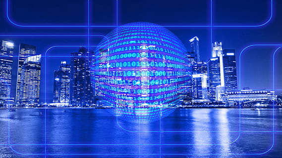 round blue ball illustration, binary, binary system, computer HD wallpaper