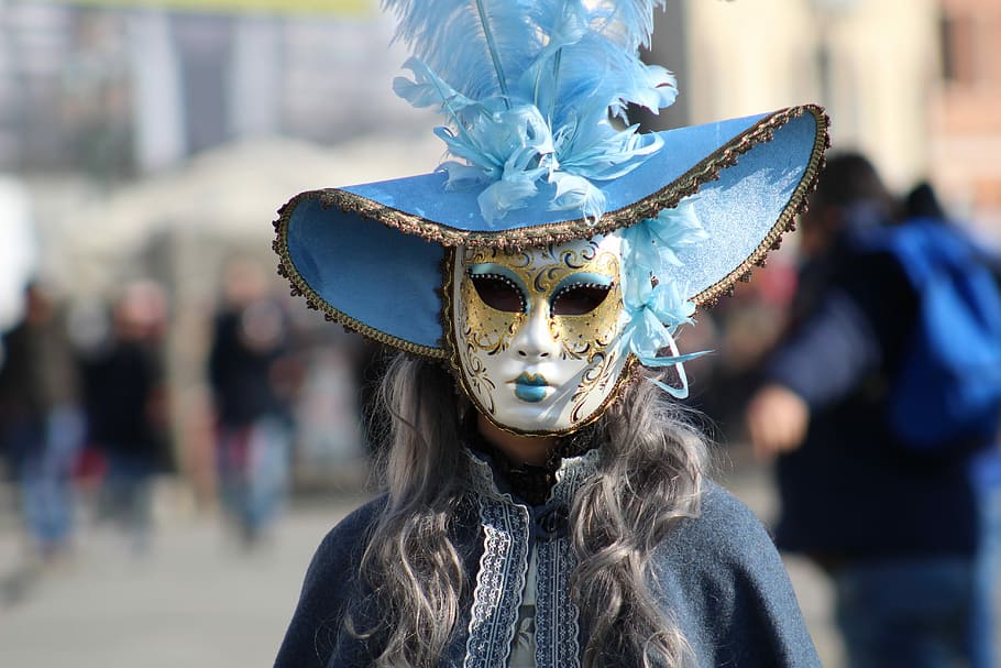 woman in white mask taking selfie, venice, carnival, creativeness, HD wallpaper