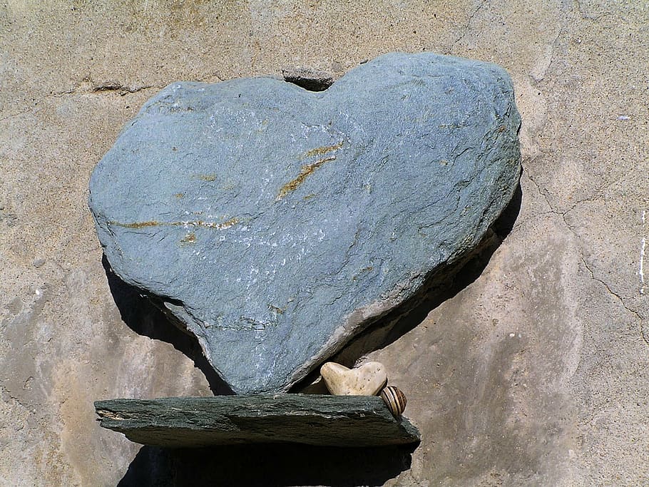 heart, stone, love, solid, rock, rock - object, day, no people HD wallpaper