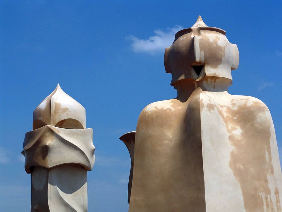 beige concrete statue, art, architecture, fun, abstract art HD wallpaper