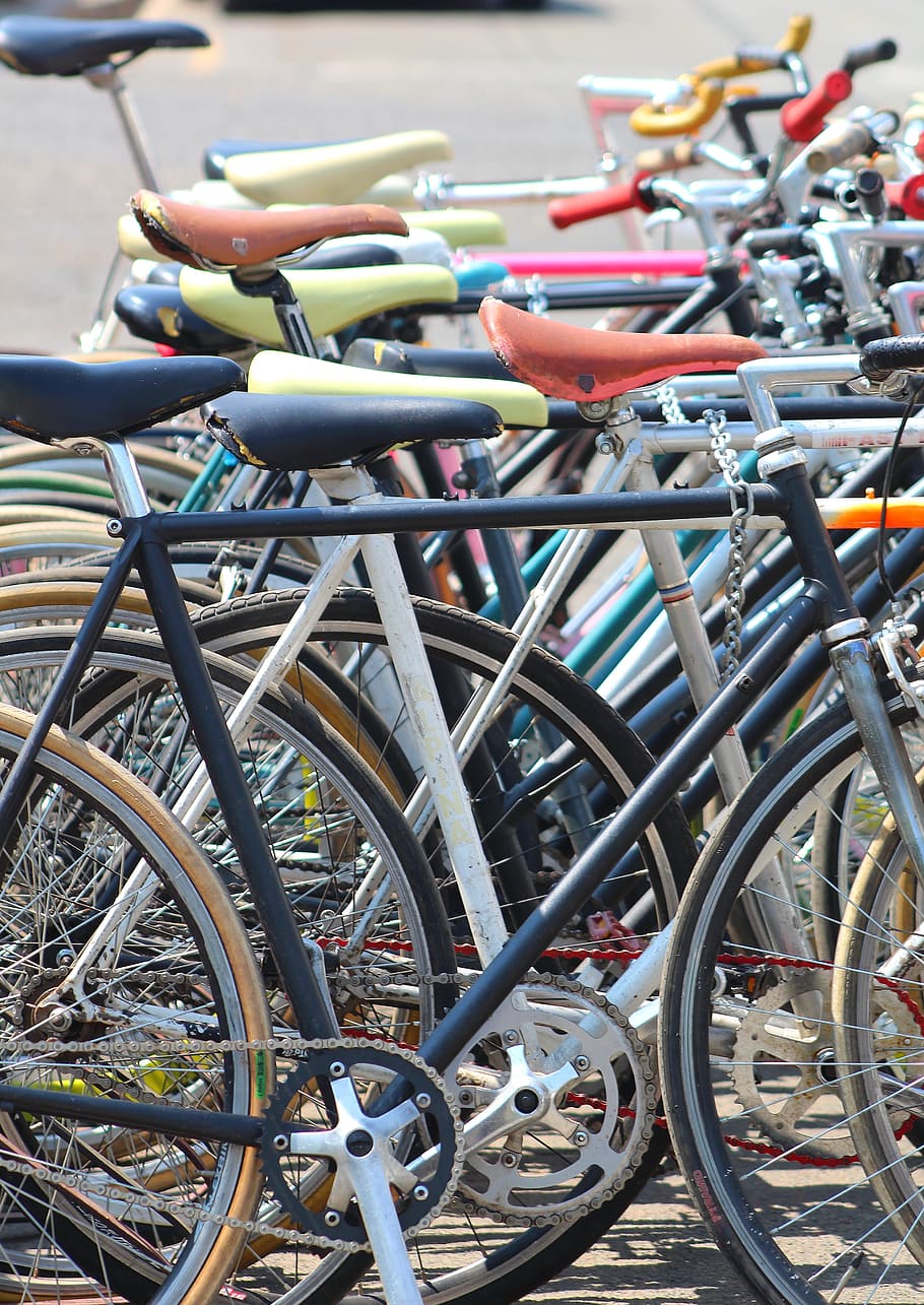 bicycles, bikes, transport, transportation, stationary, no people HD wallpaper