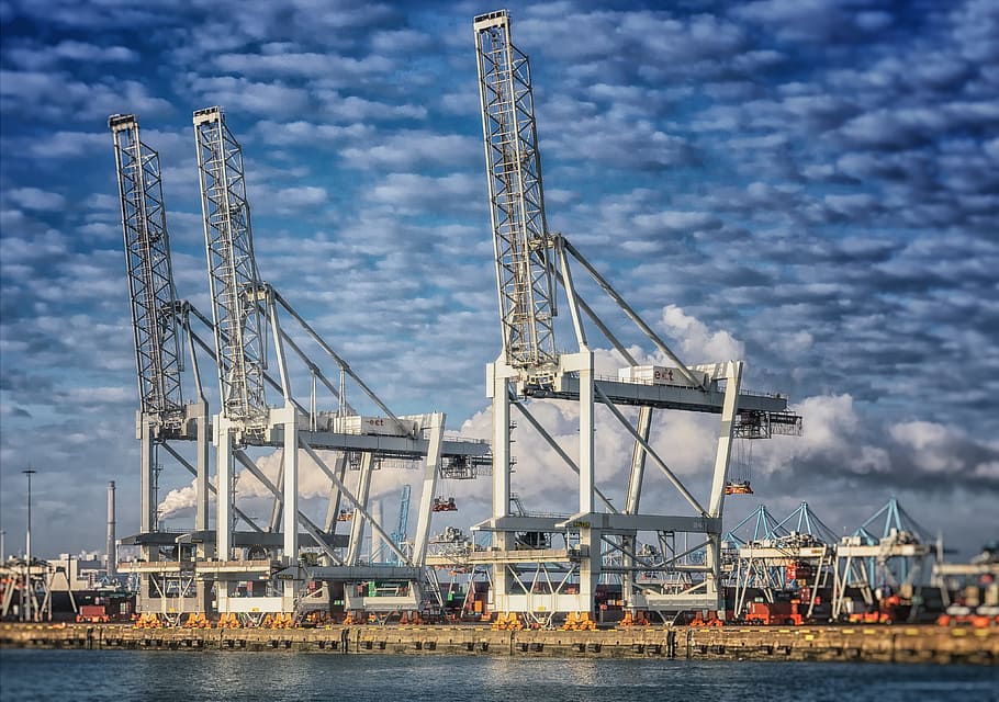 Port, Crane, Rotterdam, Netherlands, holland, harbour crane, HD wallpaper