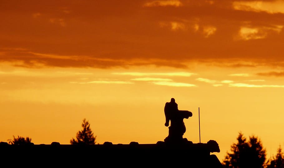 sunset, abendstimmung, evening sky, setting sun, clouds, afterglow HD wallpaper