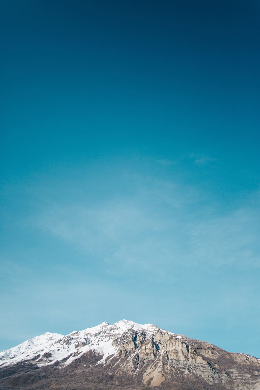clear blue sky over mountain, brown mountain during day tim, nature HD wallpaper