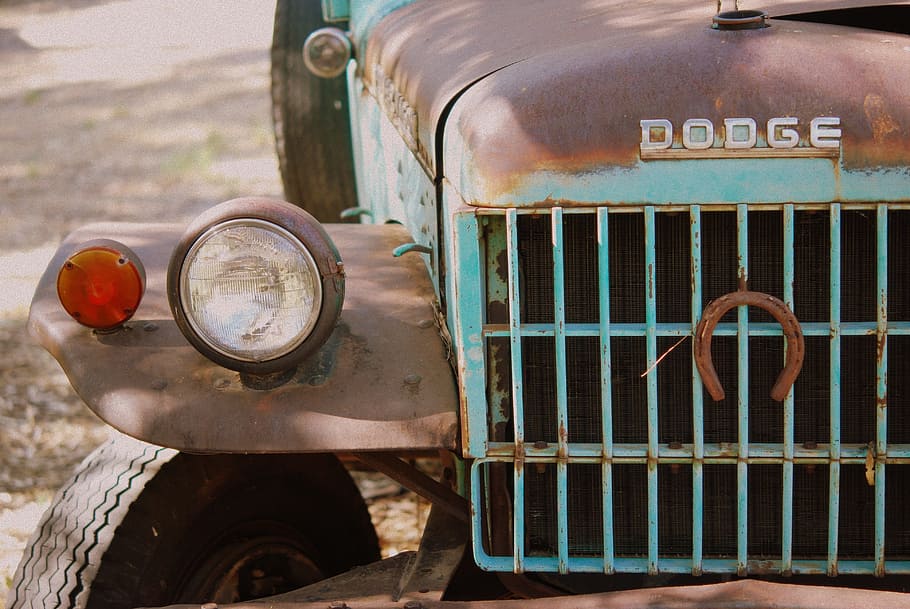 vintage brown and teal Dodge vehicle, Old, Truck, Rust, old truck, HD wallpaper