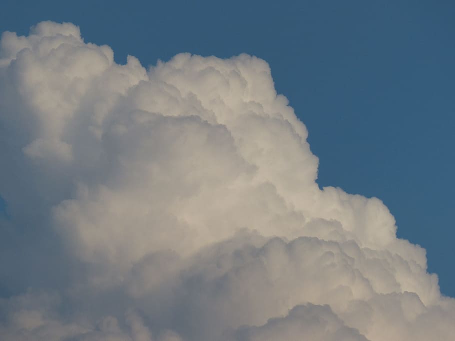 Cumulus Clouds, thunderstorm, sky, blue, rain, weather, clouds form HD wallpaper