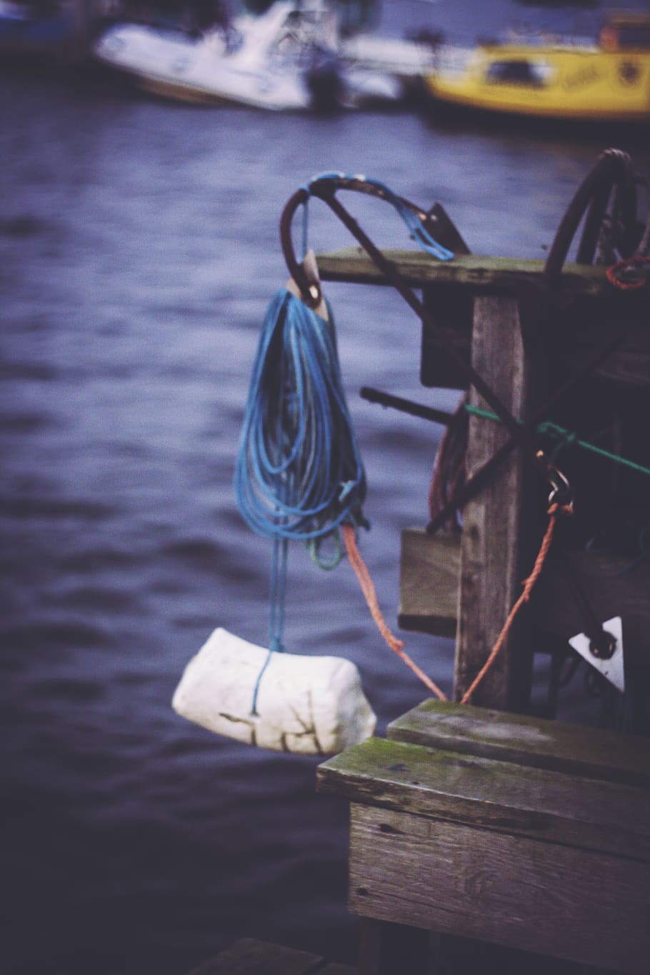 blue, rope, sea, ocean, no people, transportation, water, mode of transportation HD wallpaper