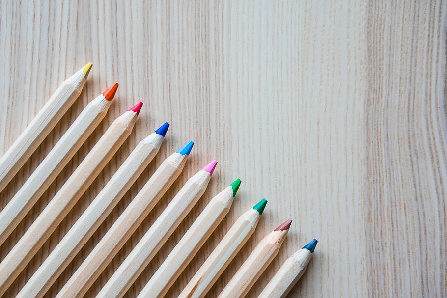 Colored Pencils in a Row #3, colorful, colors, creative, creativity, HD wallpaper