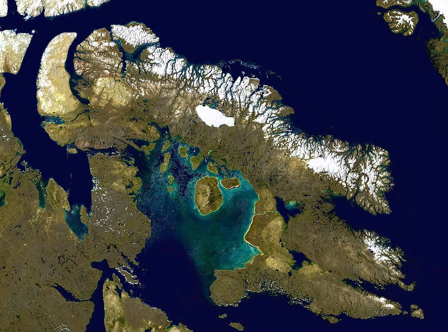 Satellite Image of Baffin Island in Nunavut, Canada, photos, geography