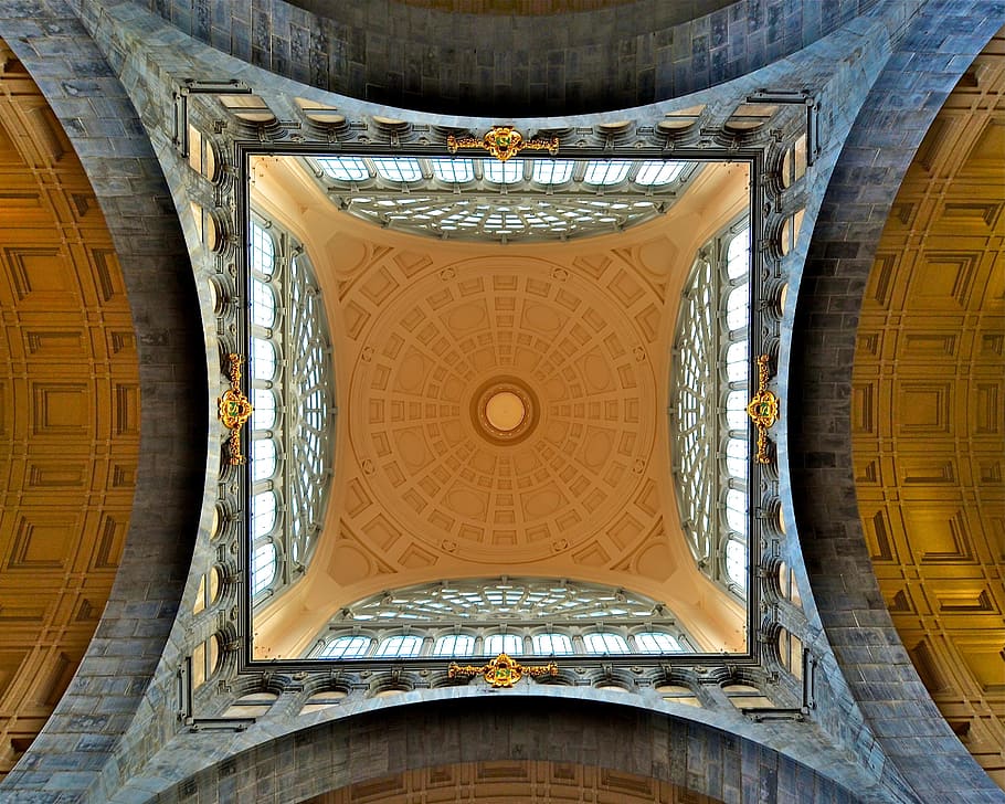 Architecture, Ceiling, Ornate, union station, design, antwerpen HD wallpaper