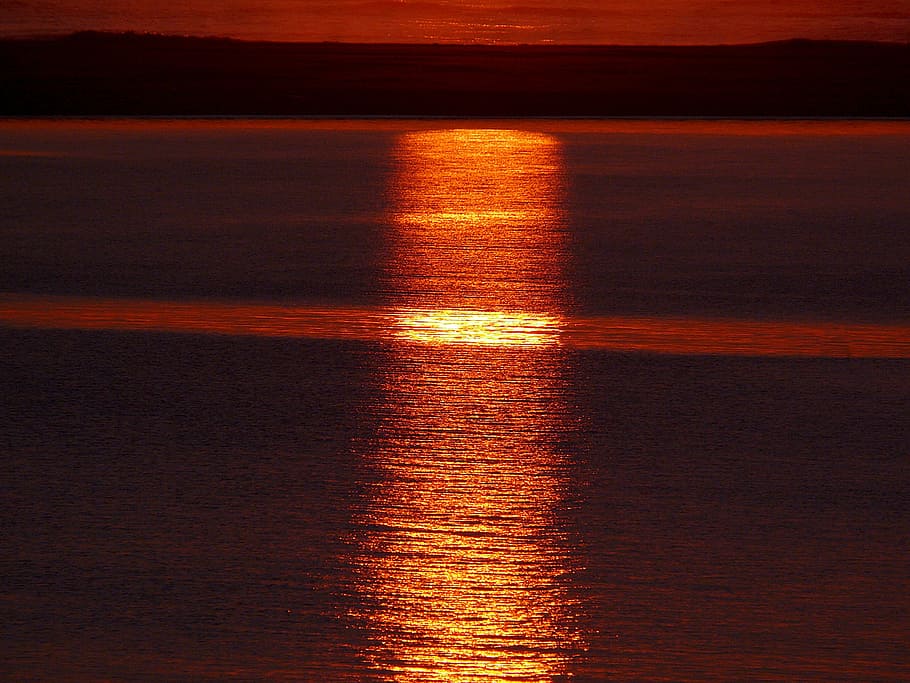 sunset, evening, silhouette, evening sky, afterglow, dusk, orange HD wallpaper