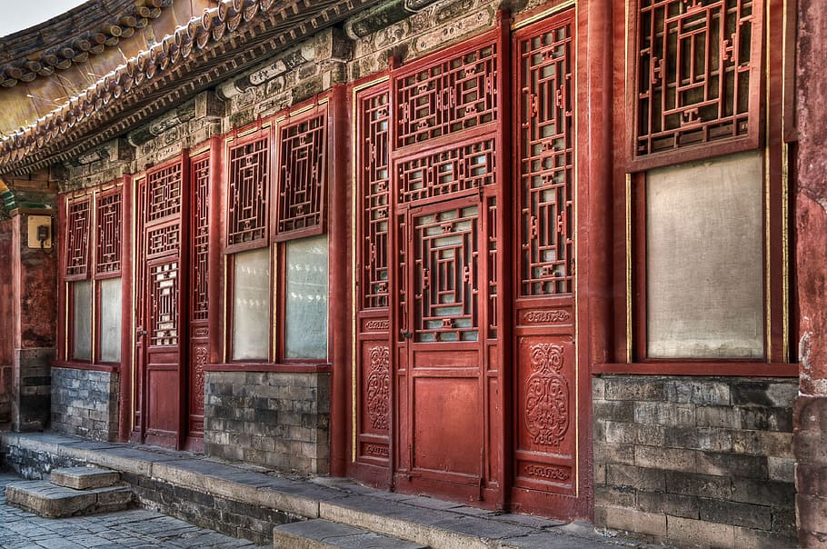 Pekin, Beijing, Forbidden City, Door, china, architecture, asia, HD wallpaper