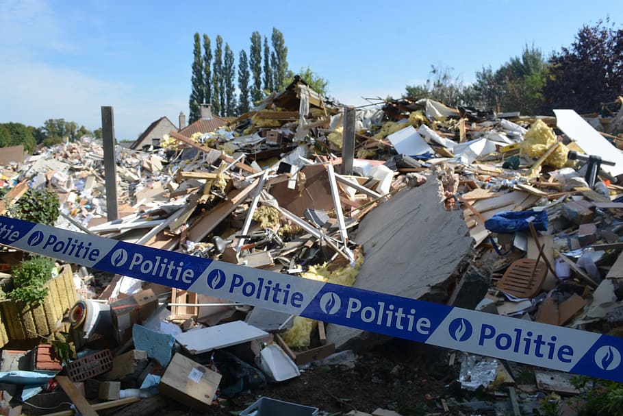 house, explosion, ruin, gas explosion, fiasco, collapsed, police HD wallpaper