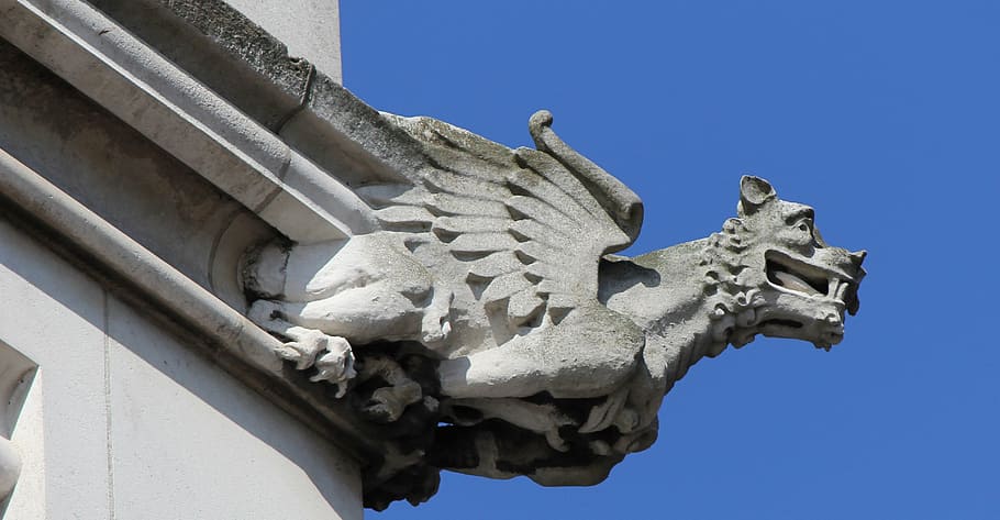 dragon's head, building, middleage, architecture, sculpture HD wallpaper