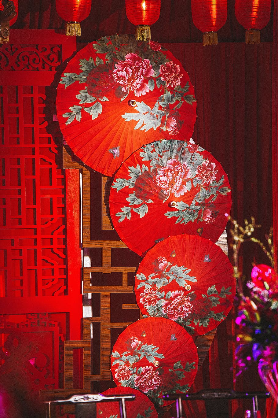 chinese wedding, chinese style, red, decoration, hanging, no people