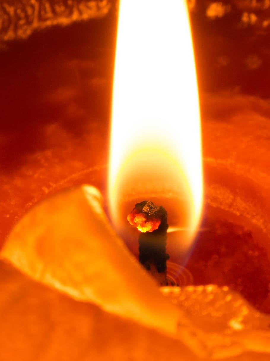 flame, wick, candle, glow, advent, meditative, christmas, orange HD wallpaper