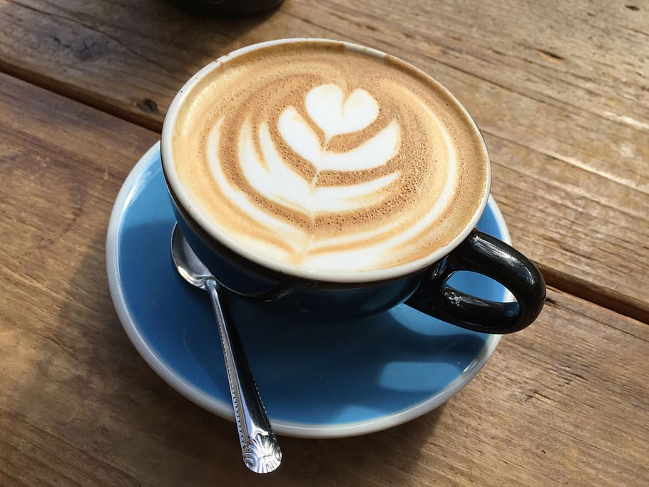 coffee in blue ceramic mug, cafe, cup, drink, cappuccino, coffee - Drink HD wallpaper