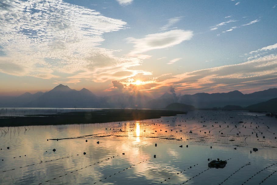 waters, sunset, nature, dawn, sky, scenics - nature, tranquil scene HD wallpaper