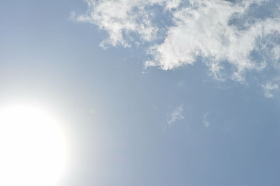 white clouds, blue sky, sun, rays, summer, heat, warm, cloud - sky HD wallpaper