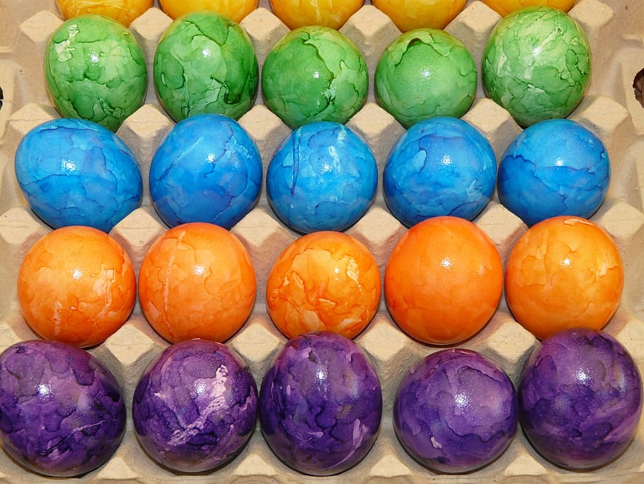 easter eggs, colorful, food, multi colored, food and drink HD wallpaper