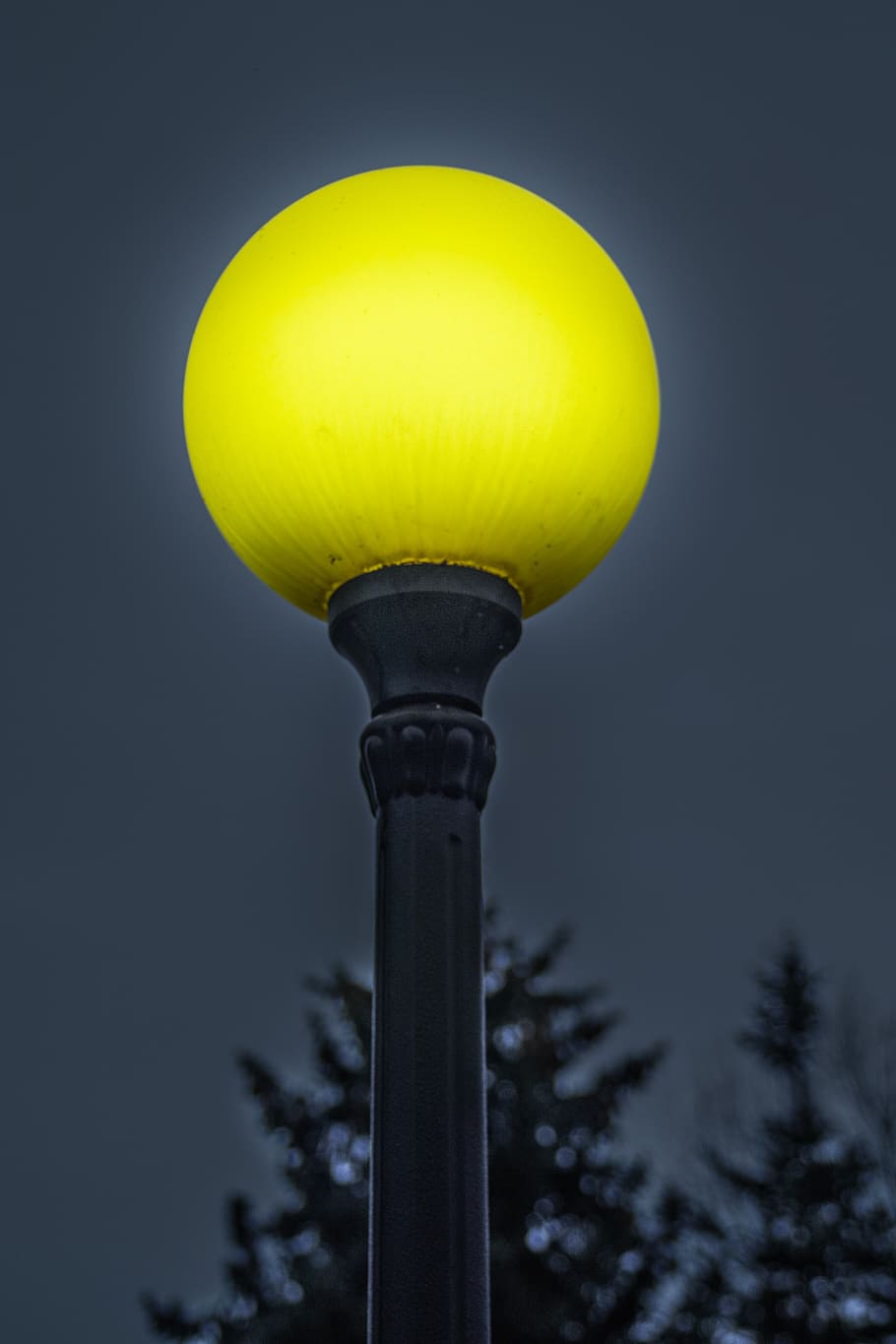 lantern, park, light, replacement lamp, yellow, spherical, dark HD wallpaper