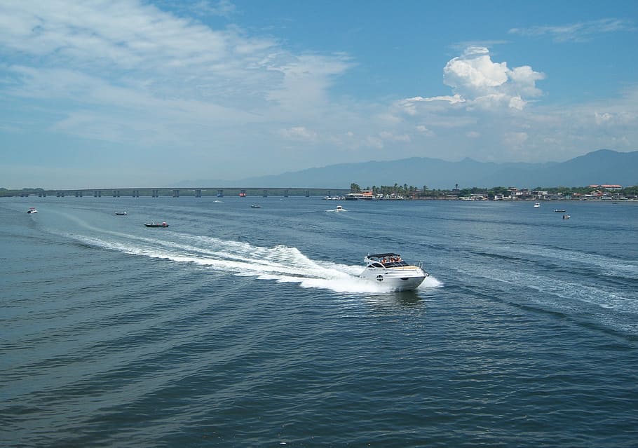 speedboat, mar, sky, são vicente, litoral, nautical vessel HD wallpaper
