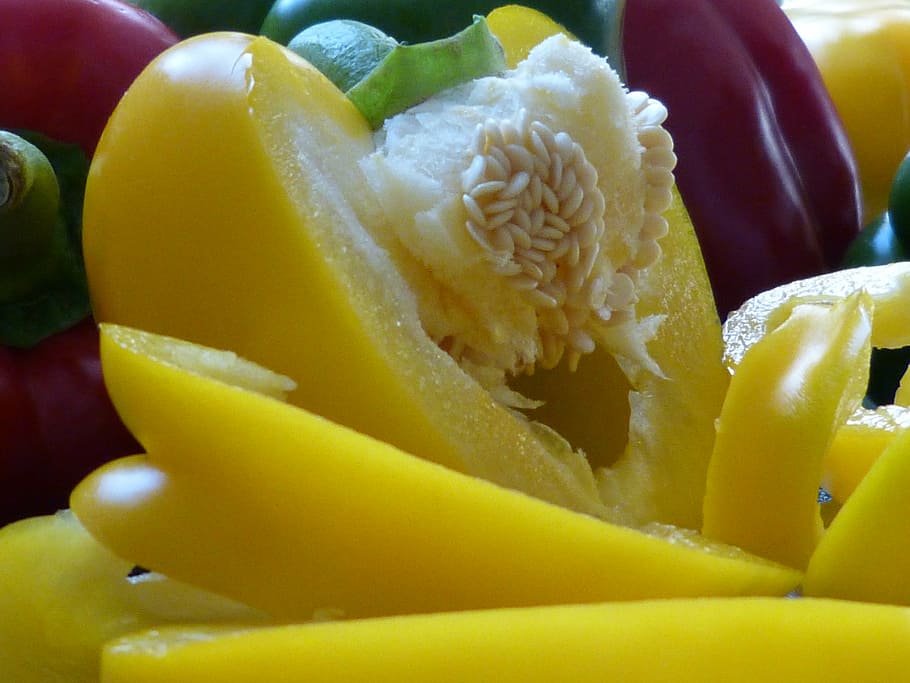 macro, close, paprika, vegetables, yellow, macro photography HD wallpaper
