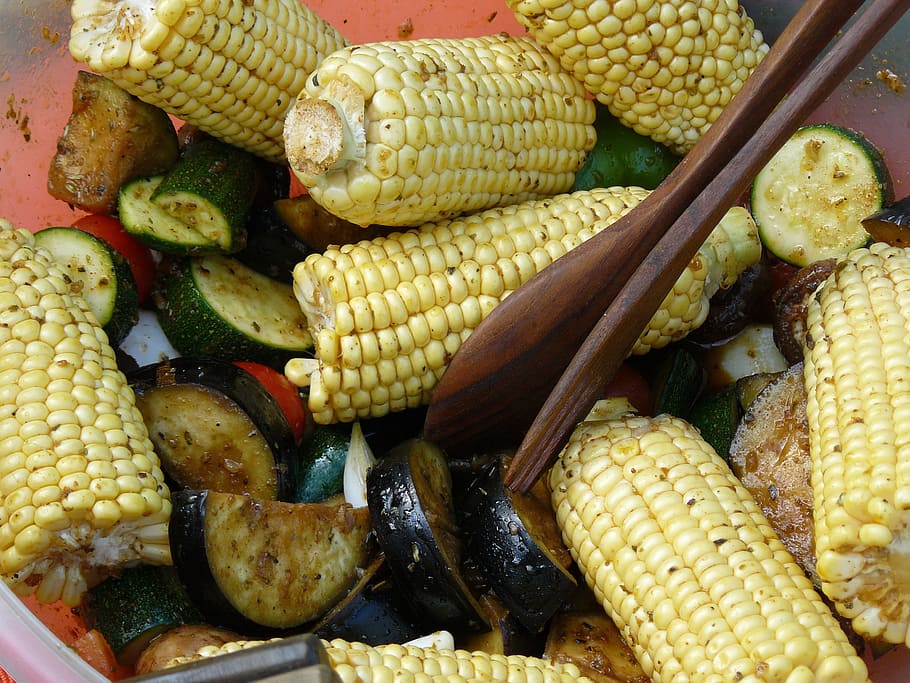 corn, corn on the cob, vegetables, salad, eat, detail, datailaufnahme HD wallpaper