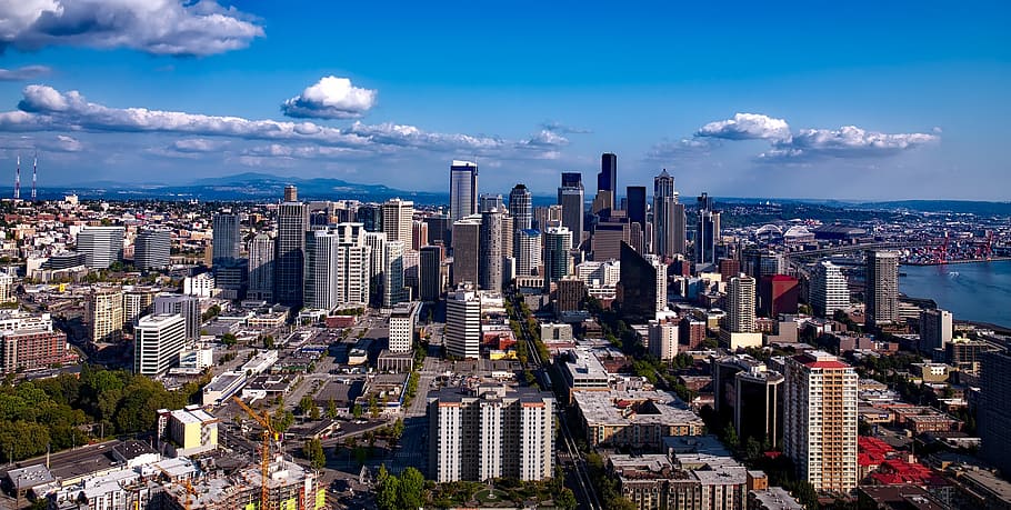 photo of city skyline during daytime, seattle, washington, cities, HD wallpaper