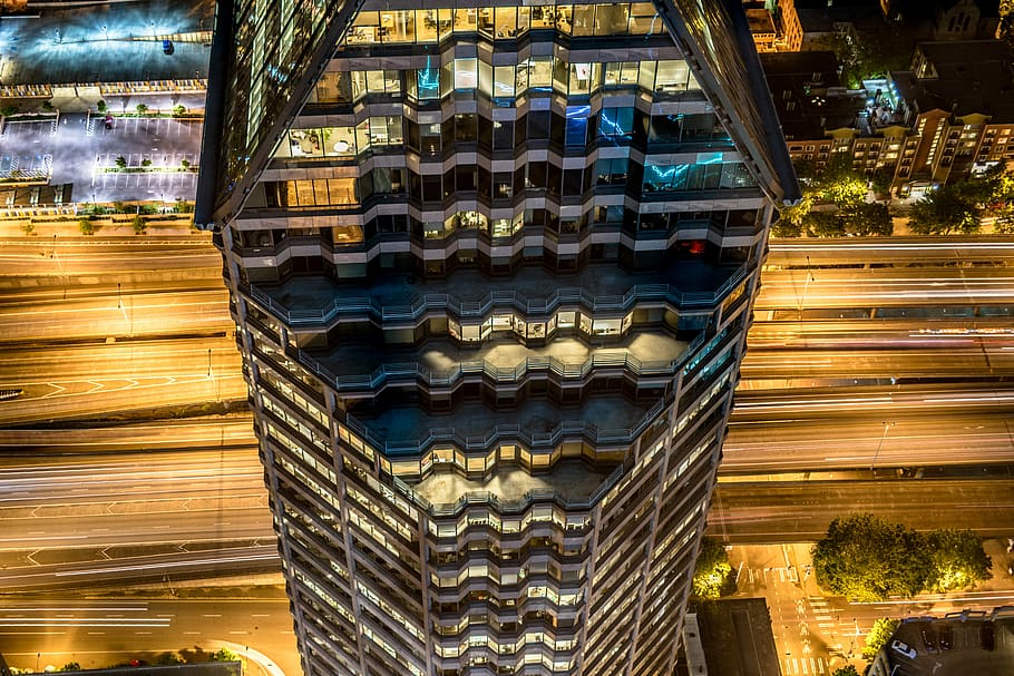 photo of illuminated high-rise building, untitled, architecture HD wallpaper