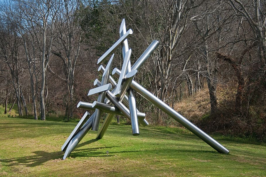 Sculpture, Modern, Structure, Metal, intersected, triangles HD wallpaper