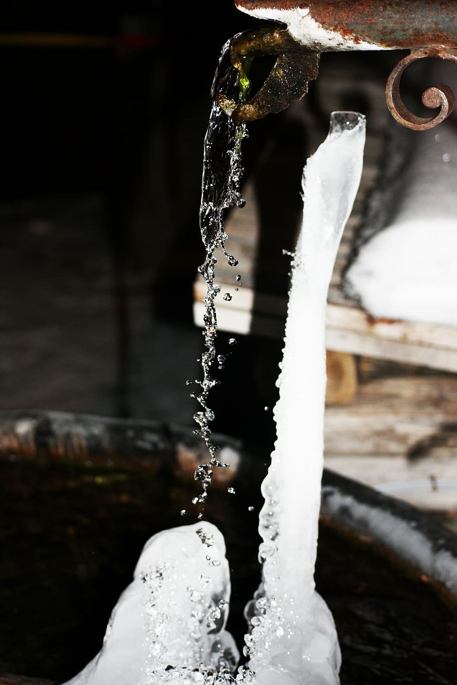 fountain, alps, ice, winter, landscapes, gel, nature, snow HD wallpaper