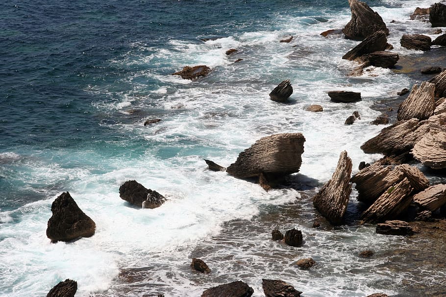 sea, wave, ocean, side, france, scum, corsican, water, rock HD wallpaper