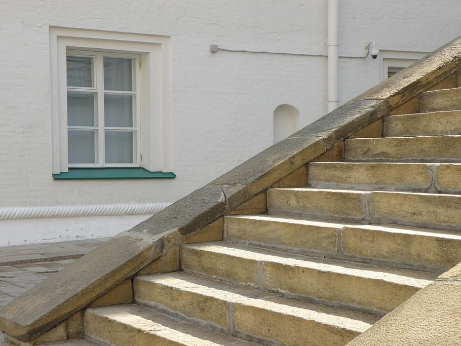 stone, stairs, window, old, architecture, staircase, built structure HD wallpaper