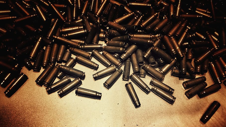 bullet cartridge lot on brown textile, Shells, War, Grim, the shells, HD wallpaper
